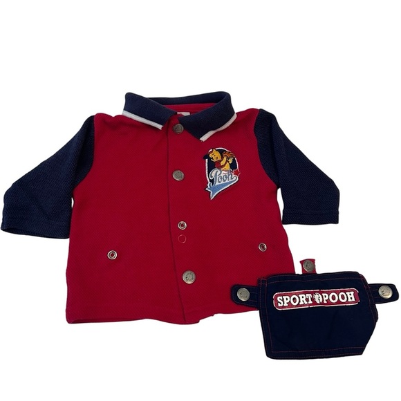 Vintage Disney Baby Pooh Jacket (3-6M) – Sport Pooh Red & Navy Snap Front - Picture 1 of 6
